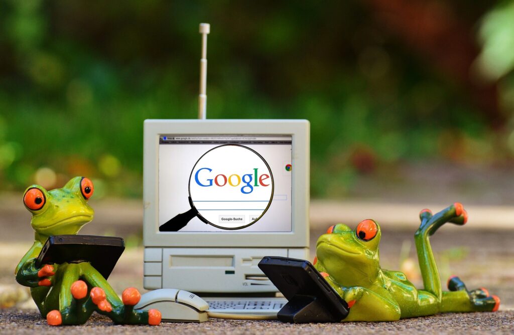 Googleで検索するカエル